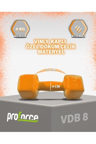 Proforce Vdb Dışı Vinil Kaplı Içi Çelik Döküm Ağırlık Dambıl Kırmızı 8 KG