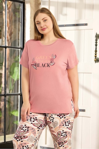 Aydoğan Kadın İnci Büyük Beden Kısa Kol Pudra Pijama Takım 0140 Pudra