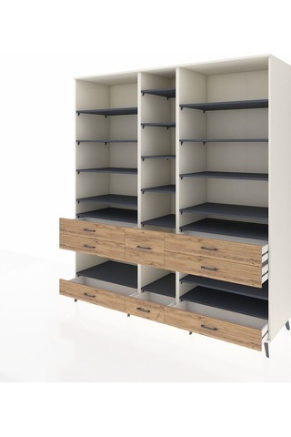 Kronos Dolap 19 Raflı 8 Çekmeceli 220x59x243 Aytaşı-antrasit/çam Antrasıt/atlas Çam
