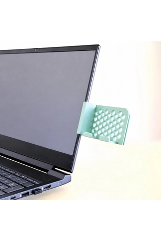 3d Baskı Monitor Telefon Tutucu - Petek Desenli Laptop Kenar Telefon Tutucu-mint Çok Renkli