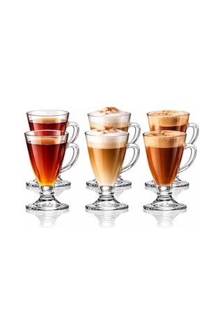 6 Lı Cam Ayaklı Bardak Seti,130 Ml,çay,kahve,türk Kahvesi,espresso Bardağı,cam Kupa Seti Şeffaf