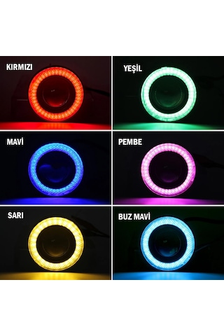 Fiat Doblo D3 Uyumlu, Universal Mercekli Led Angel Sis Farı, 76mm Beyaz Renk