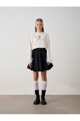 Kız Çocuk Beli Lastikli Balon Etek-14937 Siyah