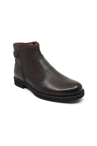 Taşpınar %100 Deri Erkek İçi Kürklü Kışlık Günlük Fermuarlı Bot 39-44 Kahverengi