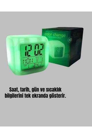 Hubrendy Kargo Renk Değiştiren Led Alarmlı Dijital Küp Masa Saati 521774