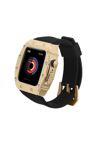 Watch 44mm Uyumlu Krd-65 Mkst Kordon-siyah-gold