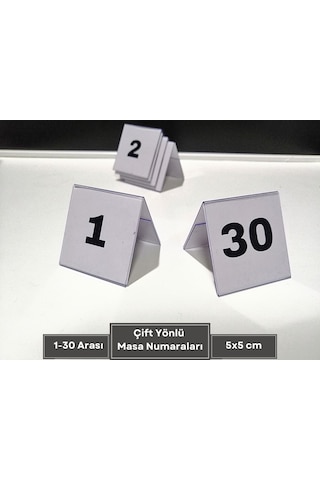 Şeffaf Etiket Pvc İsimlik Masa Numaraları Çift Yön 1-30 Arası Ayaklı Numaralar