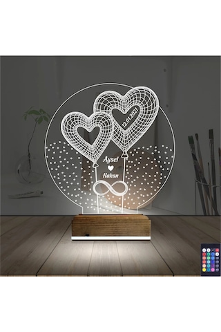 Luvivia Kalp Sevgiliye Hediye Kişiye Özel 3d Lamba - Masa Gece Lambası V11 Şeffaf