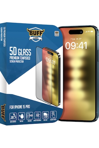 Buff Apple iPhone 15 Pro Uyumlu 5d Glass Ekran Koruyucu