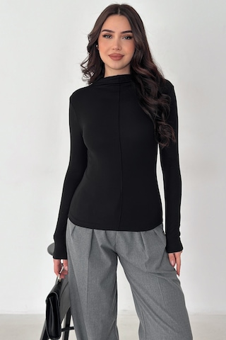 Noa & Noa Kadın Dikiş Detaylı Fit Bluz White Line Siyah