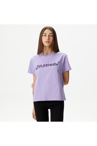 The Kooples Kadın Baskılı Bisiklet Yaka Mor T-shirt