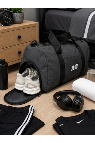Newfull Sport Ayakkabı Bölmeli Astarlı Su Geçirmez Seyahat Ve Spor Çantası-orta Boy Gri