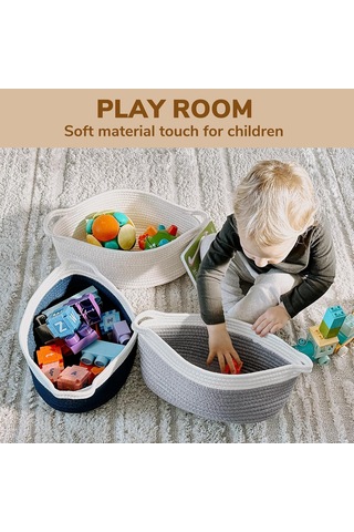 Giysiler İçin Kulplu Küçük Dokuma Depolama Sepeti, 12 "x 8" X 5 " 1