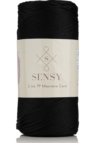 Sensy 2 Mm - 200 Gr Polyester Makrome Ipi Siyah 230 M Polyester Makrome Ip Supla Ip Ve Çanta Ipliği
