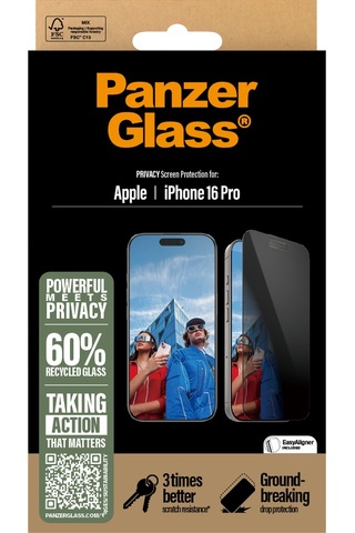 Panzerglass Apple Uyumlu iPhone 16 Pro Ultra-wide Fit Tam Koruma Gizli/hayalet Çerçeve Aparatlı Ekran Koruyucu