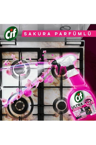 Cif Ultra Sprey Sakura Parfümlü Kir Ve Yağ Sökücü 750 Ml X 3 Ade