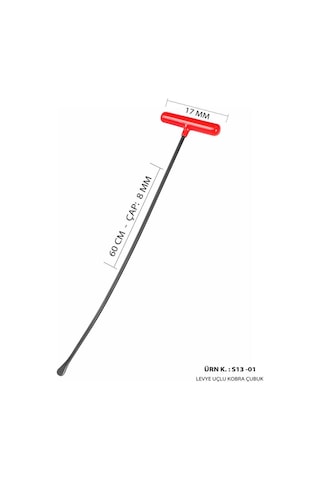 60 Cm 8 Mm Çap Levye Uçlu Kobra Boyasız Göçük Düzeltme Çubuğu, Pdr Çubuk - S13-01