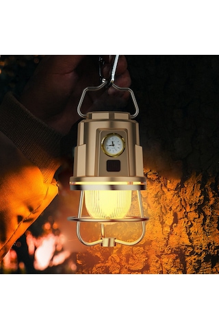 Jeehugo Usb-c Şarjlı Ipx4 Su Geçirmez Led Kamp Feneri, Portatif Zirve Aydınlatma Ve Ambiyans Işığı, 1200mah Pil İle Taşınabilir Işık Kaynağı Altın