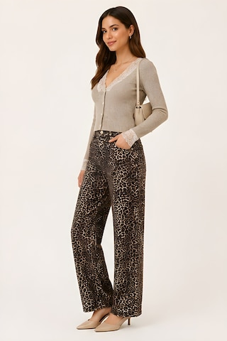 Lili Woman Kadın Yüksek Bel Leopar Desenli Wide Leg Pantolon Ty.lpr01 Kahverengi