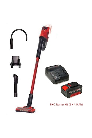 Einhell TE-SV 18Li Akülü Dikey Süpürge + Starter Kit 4.0 Ah Kırmızı