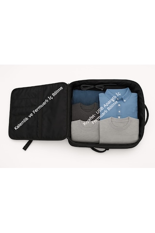 Seyahat Sırt Çantası Laptop Bölmeli Genişletilebilir 17.3" İnç Usb Aparatlı 8683255013791 Siyah