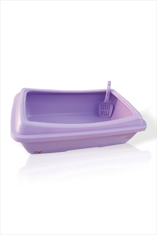M3 Decorium Dev Büyük Mor Kürekli Kedi Kum Havuzu Kabı Tuvaleti 67 x 47 x 19 CM