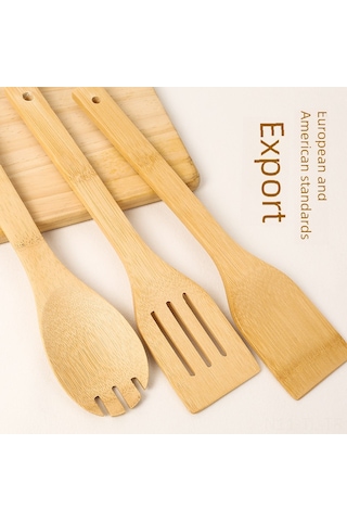 Hombey Ev Kullanıma Uygun Uzun Saplı Bambu Kaşık, Pişirme/sıvama/servis İşlevi, Dayanıklı Ahşap Malzeme, Toptan Alım, 30 6cm Üç Çizgili Kasa Kaşığı