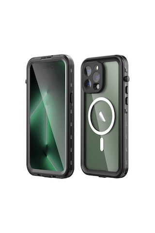 Apple Uyumlu iPhone 14 Pro Max Kılıf 1-1 Su Geçirmez Kılıf Siyah