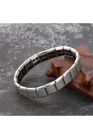 Tenfowee Germe Titan Çelik Bilezik - Kas Gerilimini Azaltır, Kan Dolaşımını Ve Esnekliği Artırır - Gümüş Renk, Dayanıklı Ve Kolay Bakım Silver