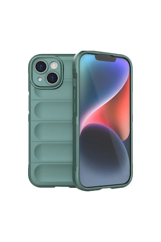 Apple Uyumlu iPhone 15 Silikon Kılıf - Kamera Korumalı Esnek Yeni Nesil Airbag Kapak - Yeşil