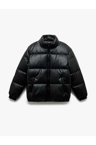 Koton Fermuarlı Dik Yaka Cep Detaylı Uzun Kollu Slim Fit Şişme Mont Siyah 6wam20106hw