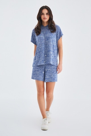 Peraluna Kaıra Blouse & Shorts Kapüşonlu Yazlık Kadın Triko Şort İndigo