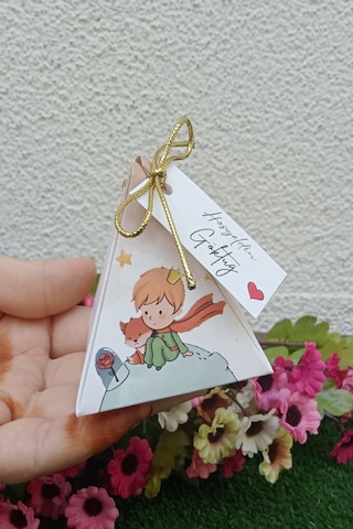 30 Adet Gold İpli Küçük Prens Piramit Kutu - Lokum Kutusu -