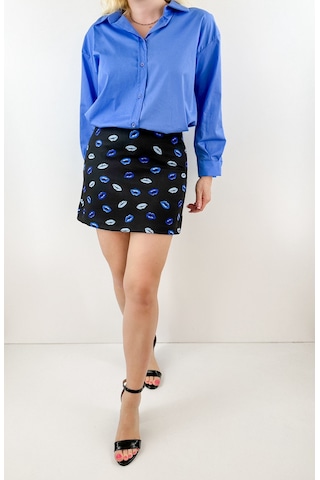 Modaonna Desenli Siyah Mini Etek Siyah