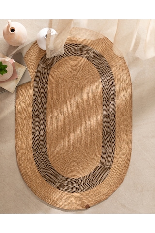 Madame Coco Alsace Oval Kilim - Naturel/siyah - 90x150 Cm 8684427193235 Çok Renkli