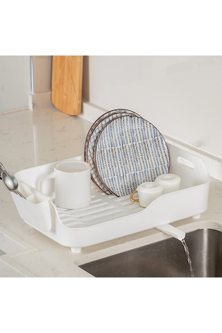 Porsima Akl-060 Beyaz Lüks Tabaklık Bulaşıklık Su Akıtma Kanallı Beyaz