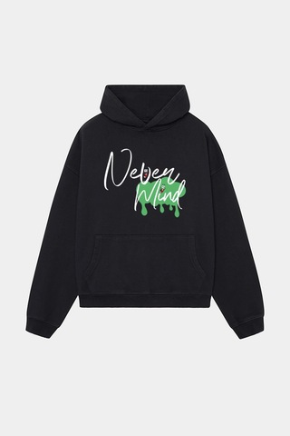 Emoji Siyah Hoodie - Oversize Streetwear Pamuklu Sweatshirt Siyah