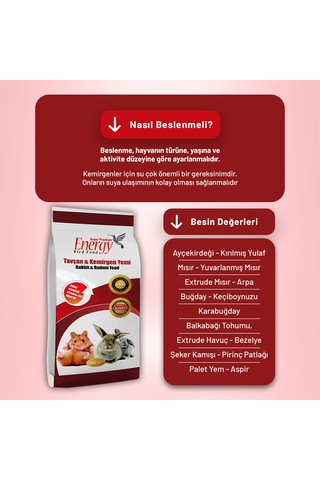 Tavşan & Kemirgen Yemi 500 G - 3 Adet