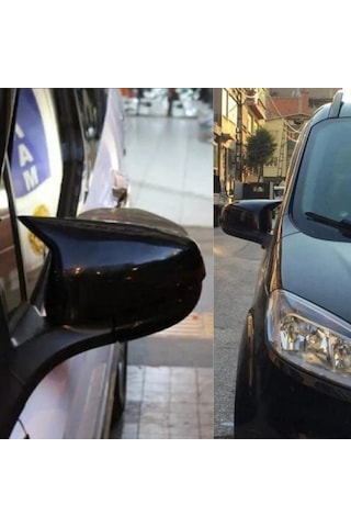 Ford Courier 2014 2015 2016 2017 Uyumlu Araca Özel Yarasa Batman Piano Black Ayna Kapağı Takımı