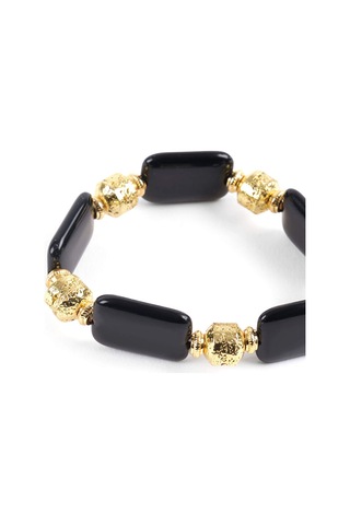 Siyah Taşlı Ve Gold Detaylı Bileklik W26blk010 Uw26blk01010 Çok Renkli