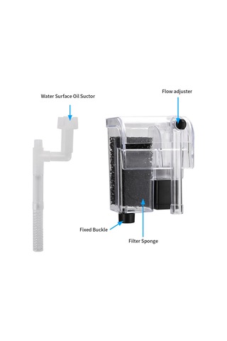 Geekyou Dh06 Duvar Tipi Şelale Akvaryum Filtresi, Plastik, 250l/h Debi, 3w Güç, Yumuşak Filtre Pamuku, Kucuk Kaplar İcin Yağ Filmi İşlemi Yok