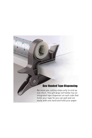 Youtek Paket Kağıdı Tutucu Ve Bant Kesici - Sabitleyici Klempler İle Pratik Paketleme Aleti - Gri Renkli 1 Adet 1 Adet