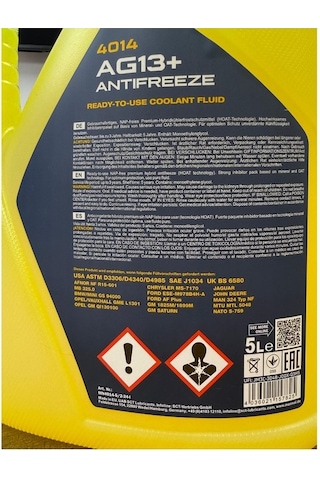 2025 Üretimli Mannol Yüksek Performanslı Donmayan Formül Hazır Kullanım Sarı Antifriz 5l -40 +125 C Sarı