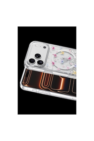 Onegif Apple iPhone Uyumlu 17 Pro Max Misk Simli Magsafe Kapak - Desen 4