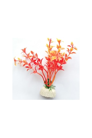 Plastik Süs Yapay Fanus Akvaryum Bitkisi Dekoru 10 Cm - Turuncu