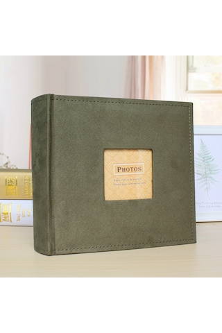 Sones 6 İnç 200 Sayfa Flanel Retro Fotoğraf Albümü Ara Fotoğraf Saklama Defteri Yeşil