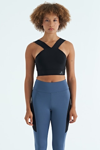Tommy Life Siyah Logo Baskılı Dar Kalıp Dalgıç Kumaş Kadın Büstiyer - 97259 Siyah