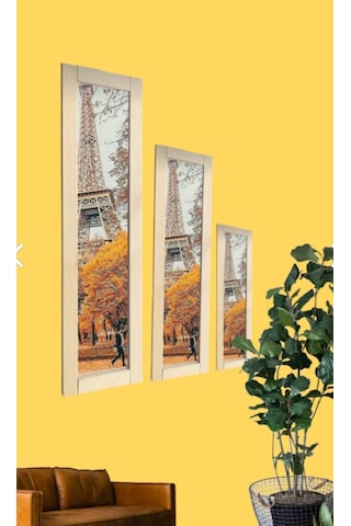 3 Lü Ofis Dekor Ayna 121x23 80x23 63x23 Ahşap