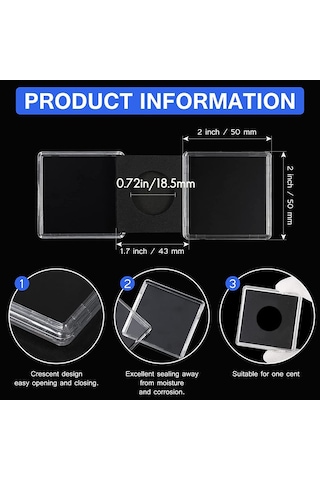 Anjiexun 20 Adet Gümüş Dolar Madeni Para Tutucu, 2 X 2 Yarım Dolar Madeni Para Tutucu, 18,5 Mm Diğer