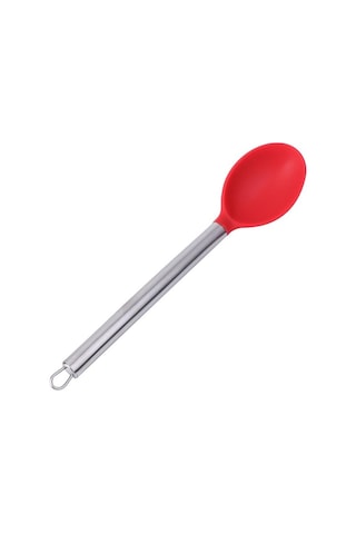 Silikon Kaşık Paslanmaz Saplı Servis Kaşığı Kırmızı 34 Cm